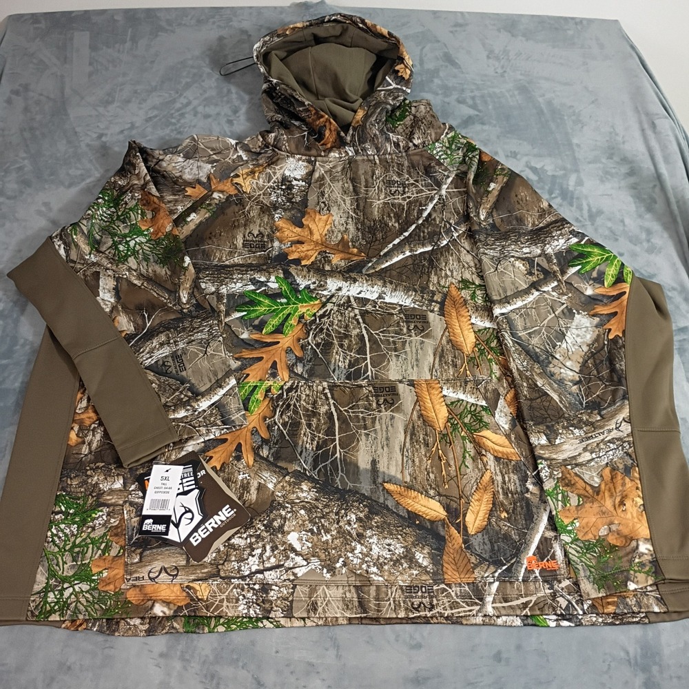 Berne Mens 5XL Tall Realtree Edge Camo Performance Hoodie GSFP03EDG New NWT